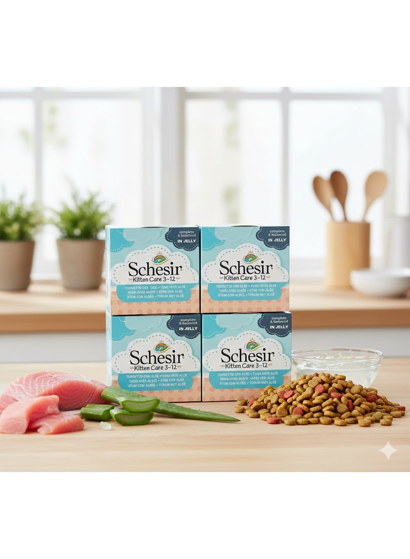 Kitten Care 3-12 Months 4-Pack  – Tuna with Aloe in Jelly – Complete & Balanced Nutrition – 340 g (4 x 85 g Cans)